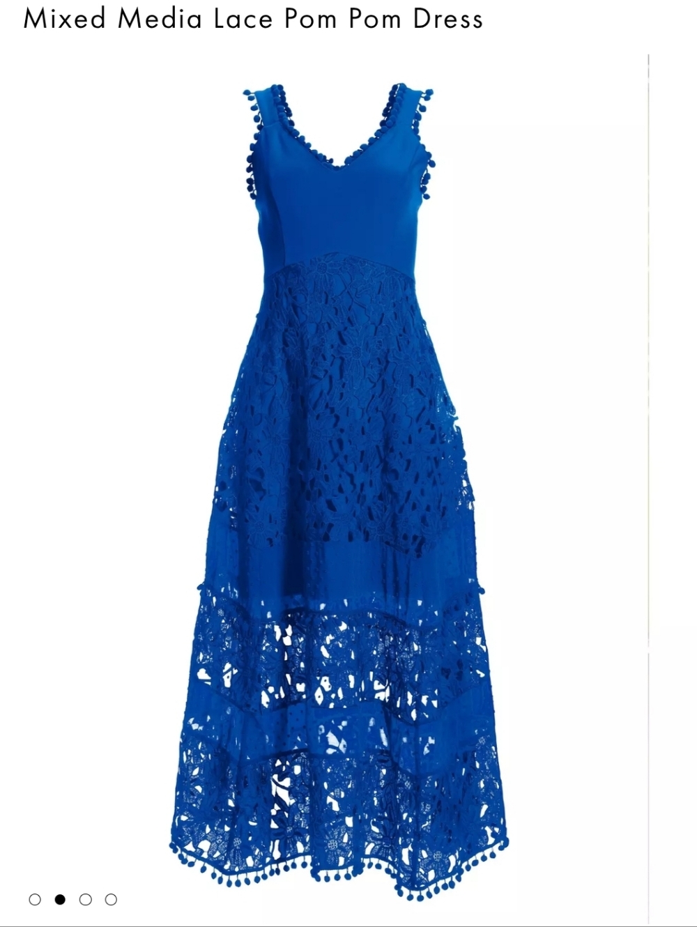 Boston Proper Mixed Media Lace Pom Pom Dress - Blue Womens XL EUC - Picture 3 of 9